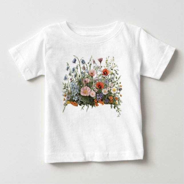 Vildblommor botanisk trädgård blommor t shirt (Framsida)