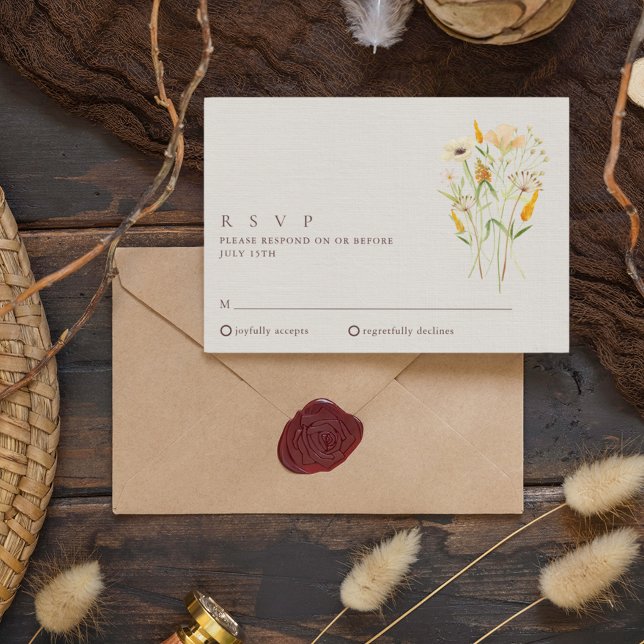Vildblommor Botanisk Trädgård Bröllop RSVP OSA Kort (Wildflowers Botanical Garden Wedding RSVP)