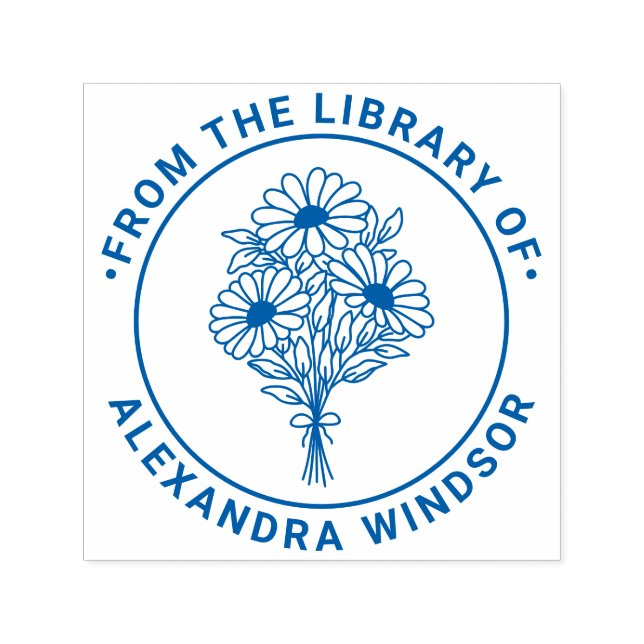 Vildblommor Bouquet #2 Biblioteksbok Namn Prägling Självfärgande Stämpel (Design)