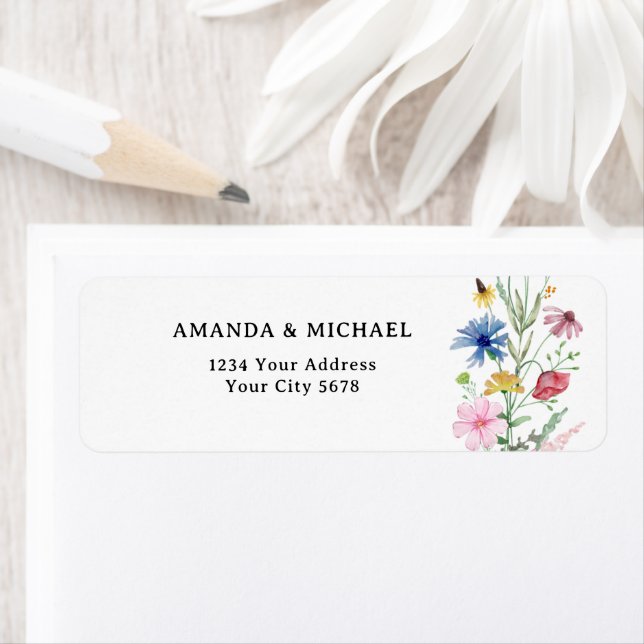 Vildblommor Bröllop Returadressetikett Returadress Etikett (Insitu)