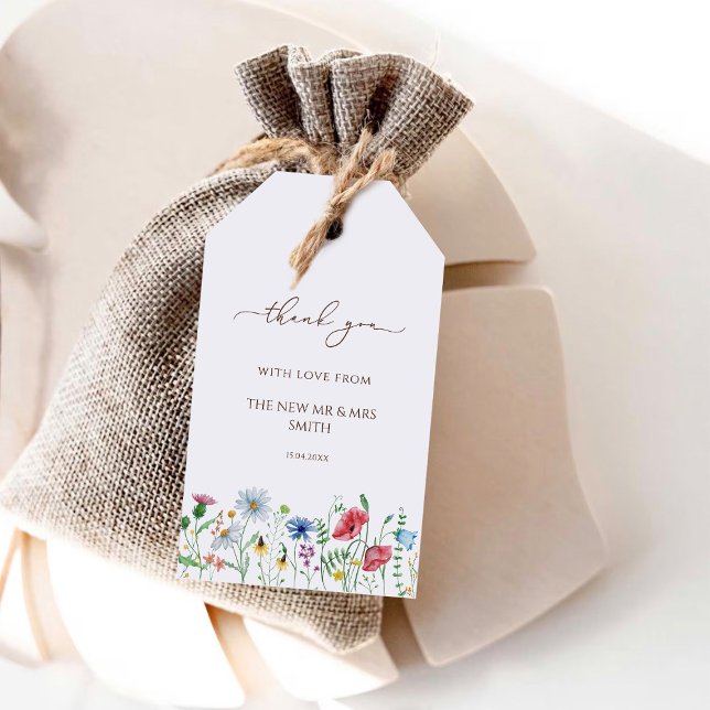 Vildblommor Bröllop Tack Presentetikett (Skapare uppladdad)