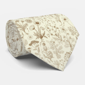 Vildblommor collage/ beige och sepia slips