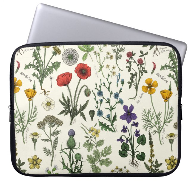 Vildblommor collage laptop fodral (Framsidan)