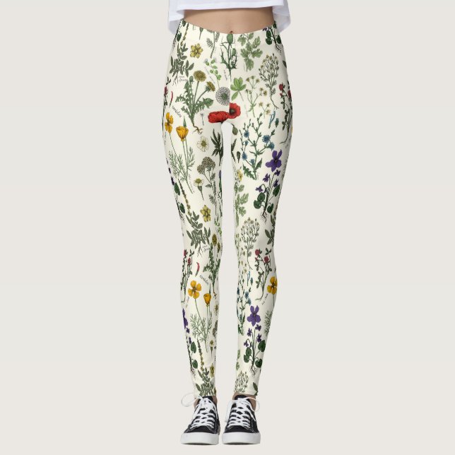Vildblommor collage leggings (Framsida)