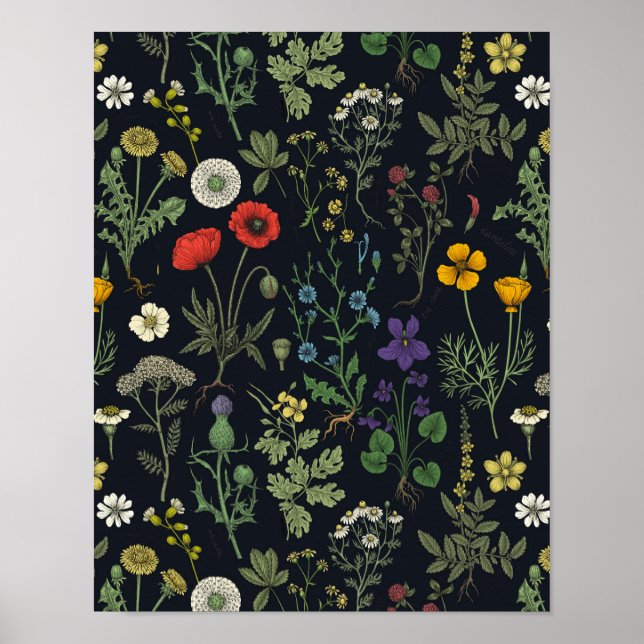 Vildblommor collage poster (Framsidan)