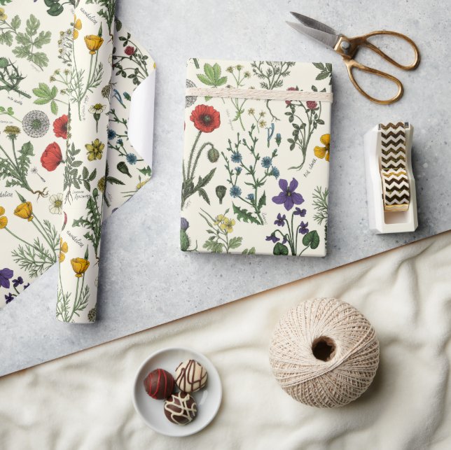 Vildblommor collage presentpapper (Hantverk)