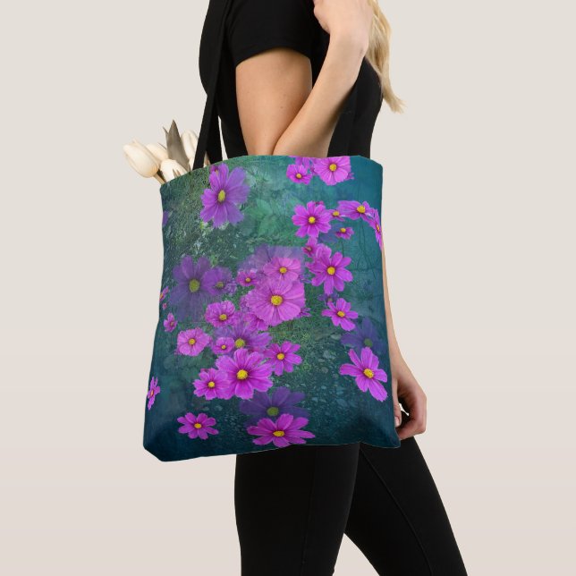 Vildblommor Cosmos över hela väskan Tygkasse (Närbild)