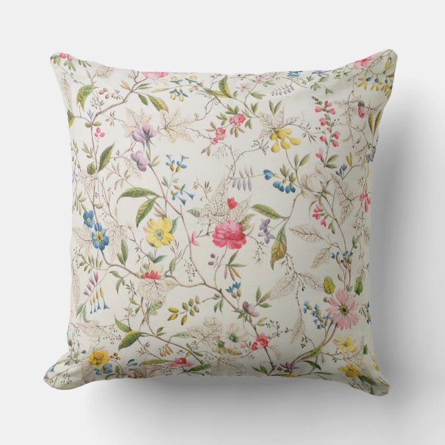 Vildblommor design för sidenmaterial, c.1790 (akva kudde (Framsida)