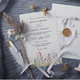 Vildblommor Elegant Modern Budget QR-kod Bröllop Inbjudningar