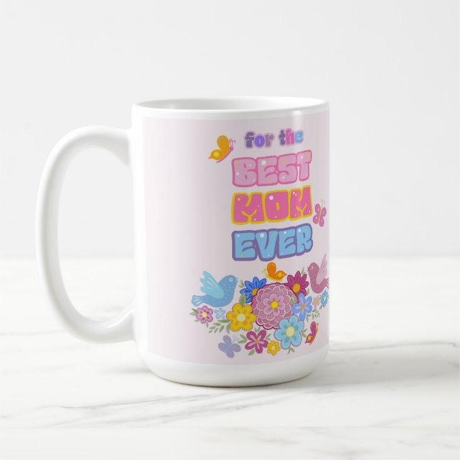 Vildblommor fjäril på mors dag Akvarell Kaffemugg (Vänster)