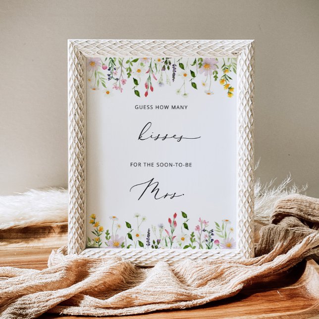 Vildblommor hur många kyssar bröllopsdusch spel poster (Skapare uppladdad)