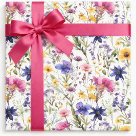 Vildblommor Inpackningspapper, Lila Blommotiv Presentpapper