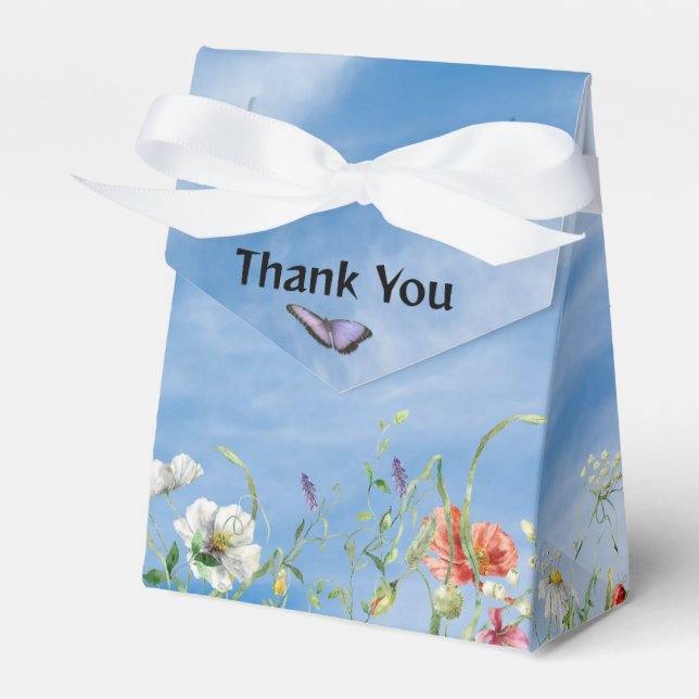 Vildblommor kant och fjäril  presentaskar (Framsidan Sidan)