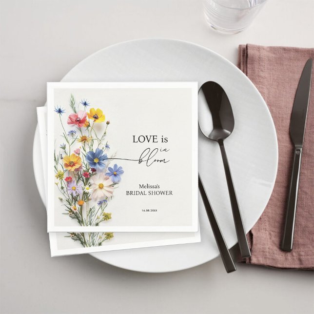 Vildblommor Kärlek är i blom Bröllopsfest Pappersservett (Skapare uppladdad)