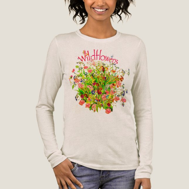 Vildblommor Knippe med text T Shirt (Framsida)