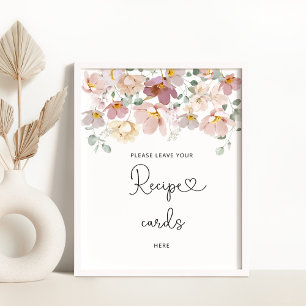 Vildblommor lämnar receptkortet här poster