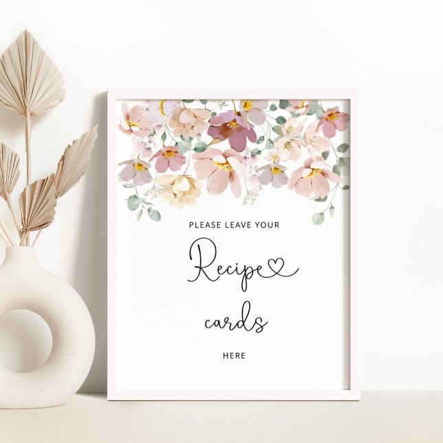 Vildblommor lämnar receptkortet här poster (Skapare uppladdad)