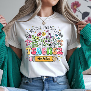 Vildblommor Lärarskjorta Retro Blommig Lärar-T-shi T Shirt