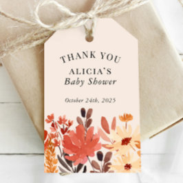 Vildblommor med färgen Fall Watercolor Shower Birt Presentetikett