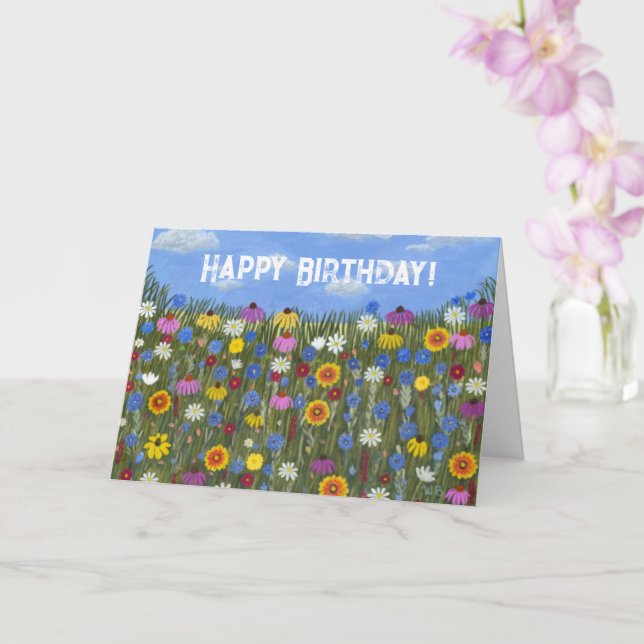 Vildblommor med tusenskönor vikta kort (Orkide)