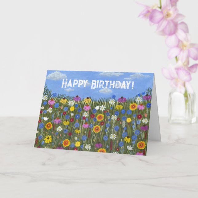 Vildblommor med tusenskönor vikta kort (Orkide)