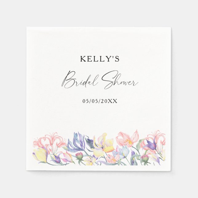 Vildblommor med vattenfärg - möhippa pappersservett (Framsidan)