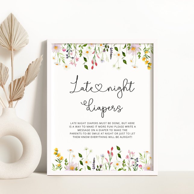 Vildblommor med vattentfärg Sent nattblöjspel Poster (Skapare uppladdad)