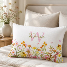 Vildblommor Monogram Ländkudde Lumbarkudde