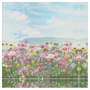 Vildblommor mot Blå himmel Tyg