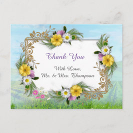 Vildblommor mot en blå himmel vykort