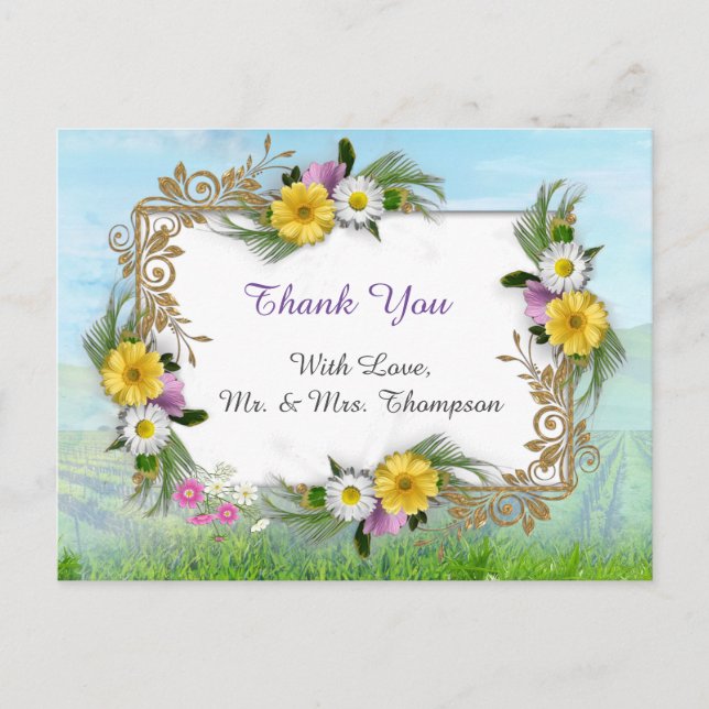 Vildblommor mot en blå himmel vykort (Framsida)