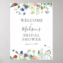 Vildblommor och Bibröllop Duschar Välkomstskylt Poster