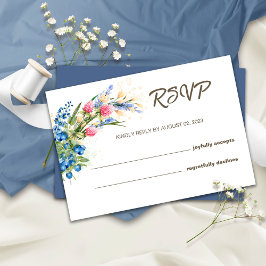 Vildblommor och blåbärs rustika bröllop RSVP-kort OSA Kort