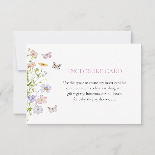 Vildblommor och fjärilar Anpassat kuvertkort Inbjudningar (Framsida)
