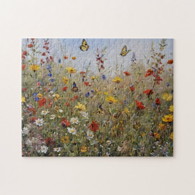 Vildblommor och Fjärilar Pussel (Horisontell)