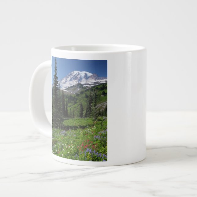 Vildblommor på berget Rainier Jumbo Mugg (Framsida vänster)