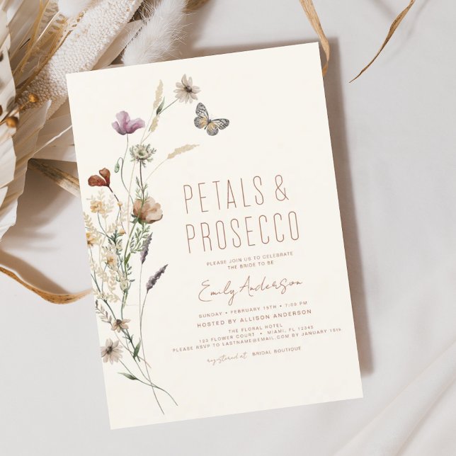 Vildblommor & Prosecco - Bröllopsfest för bruden Inbjudningar (Skapare uppladdad)