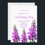 Vildblommor rosa lila vit inbjudningar<br><div class="desc">En inbjudan till sommaren party. Rosa,  lila stora foxhandskar i en sommarskugga på vit bakgrund.Perfekt i 50:e (eller i någon ålder) födelsedagsfest inbjudan - inomhus eller utomhus i en trädgård,  bakgård som te party! Anpassa och lägg till information om namn och party.</div>