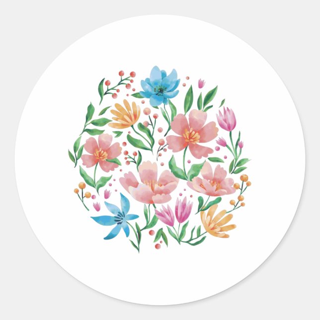 Vildblommor Runt Klistermärke (Framsida)
