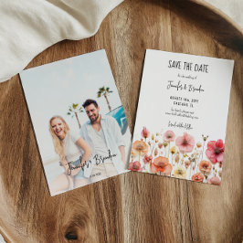 Vildblommor som tryckts in färdigt Spara datumfoto Inbjudningar