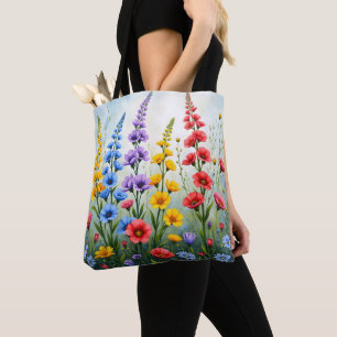 Vildblommor Totebag Natur Botaniskt Tryck Tygkasse