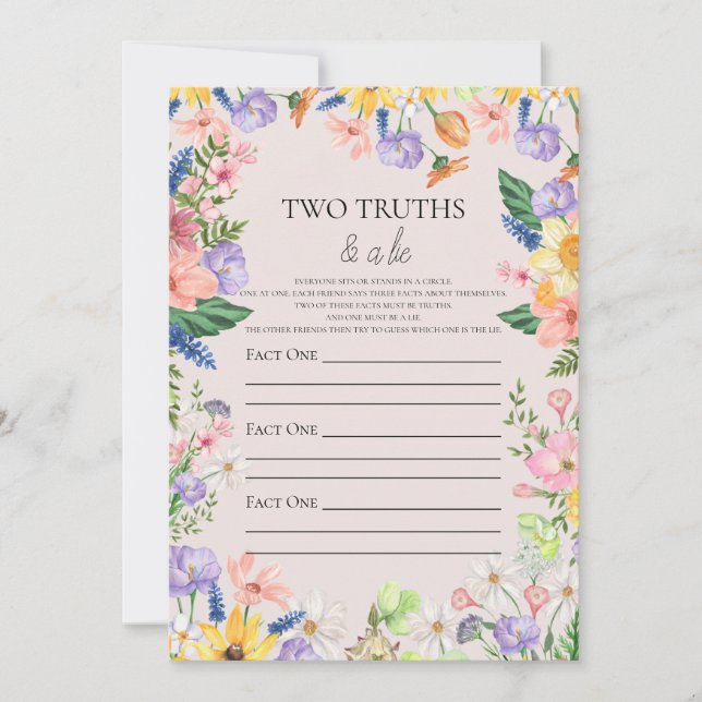 Vildblommor två sanningar och ett Ljug Baby-spelko Inbjudningar (Framsida)