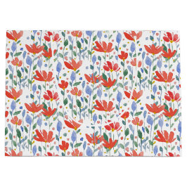 Vildblommor, vattenfärg i rött och blått sötningsm