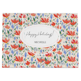 Vildblommor, vattenfärg i rött och blått sötningsm