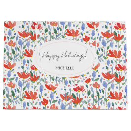 Vildblommor, vattenfärg i rött och blått sötningsm