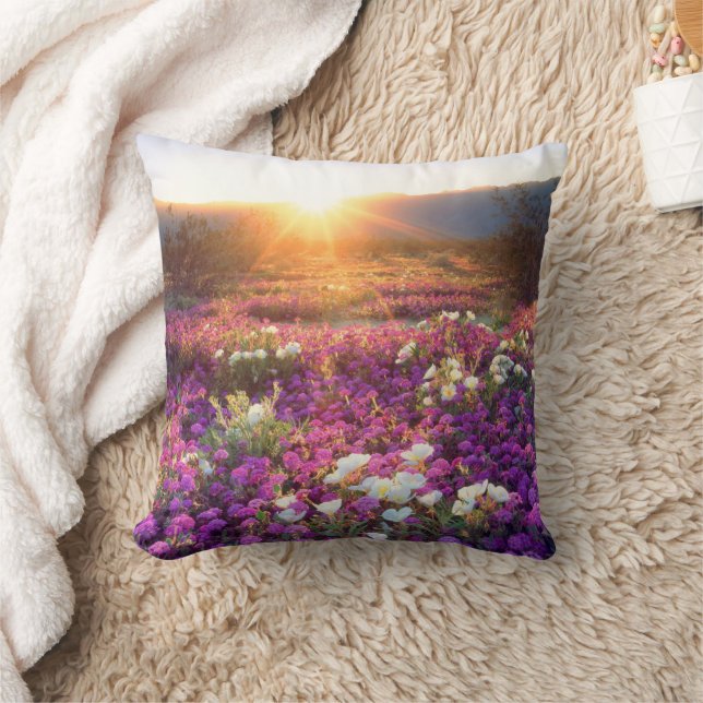 Vildblommor vid solnedgång | Anza-Borrego öknen Kudde (Filt)