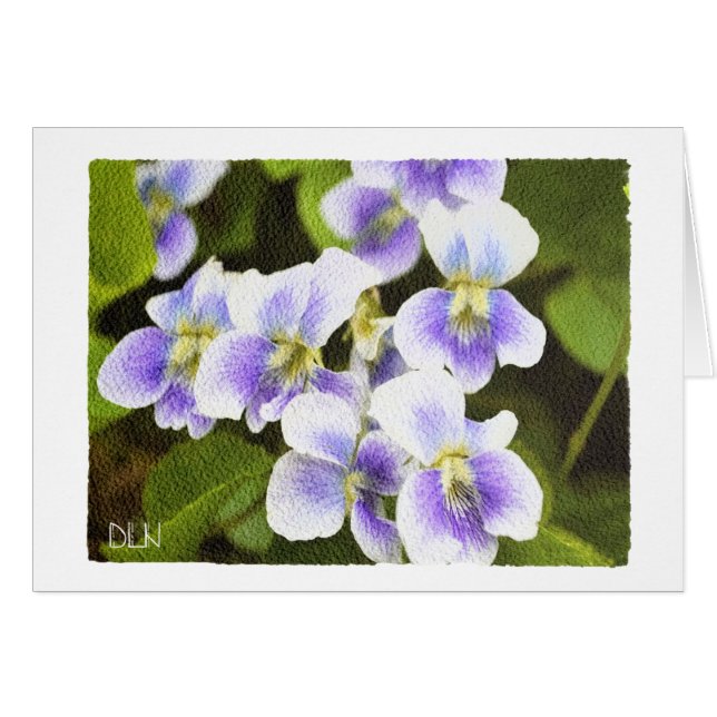 Vildblommor Violet/ Blommigt/Watercolor-utseende OBS Kort (Framsidan Horizontal)