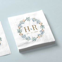 Vildblommorskrans Monogram Bröllopsdatum Servetter