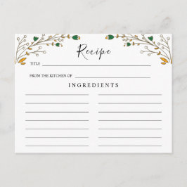 Vildblommshälsning, Boho Blommig Receptkort Vykort