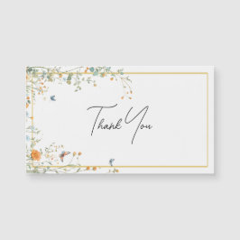 Vildblommsspridningar med elegant skript tack